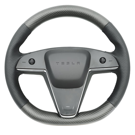 Tesla Model S/X 2021+ OEM Round steering wheel tailor-Made Program / Carbon fiber (Clearance Sale)