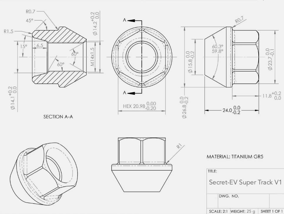Secret-EV Titanium Lug Nut (Super Track V1)