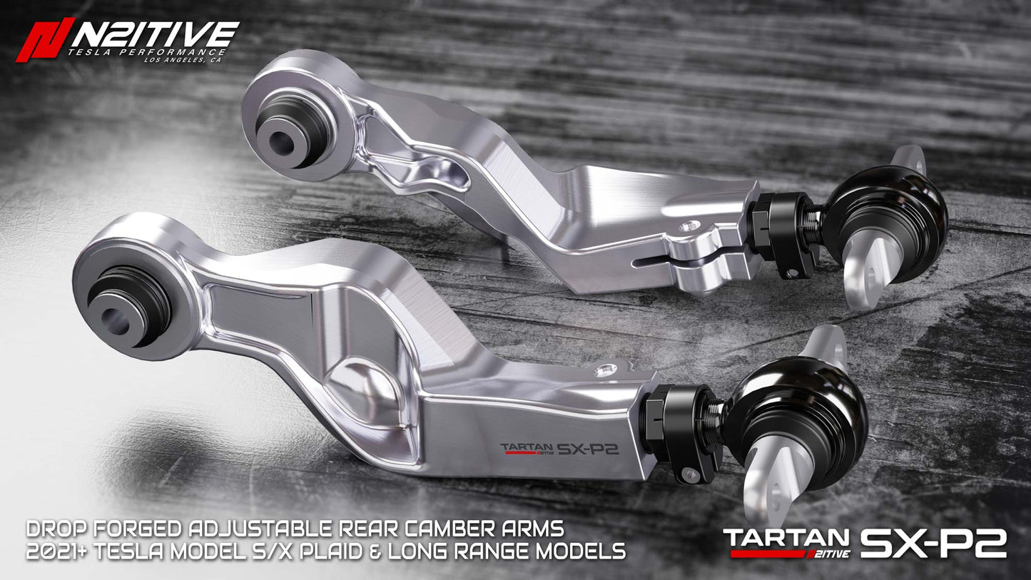 TARTAN SX-P2 2021+ Tesla Model S/X PLAID & Long Range Forged Adjustable Rear Upper Camber Arms (1 PAIR)