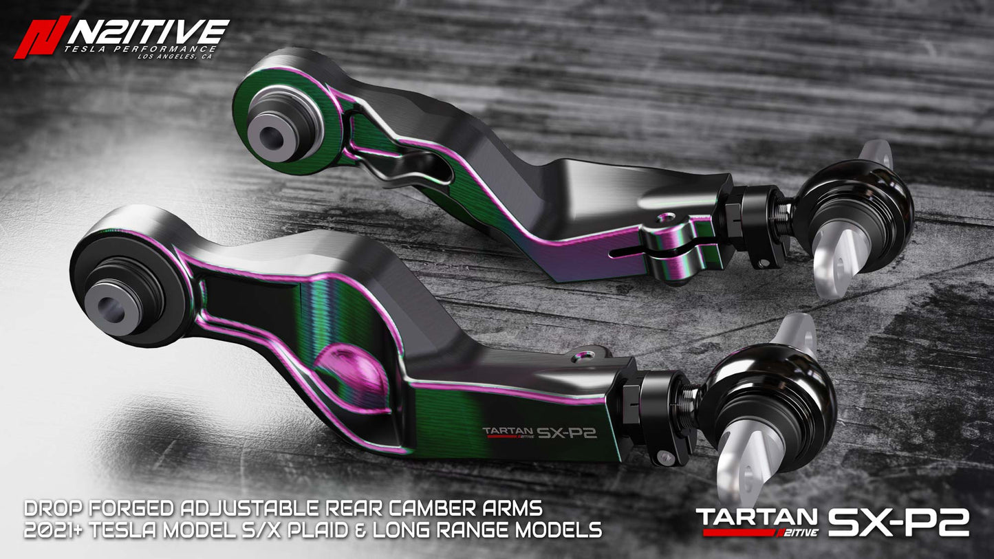 TARTAN SX-P2 2021+ Tesla Model S/X PLAID & Long Range Forged Adjustable Rear Upper Camber Arms (1 PAIR)