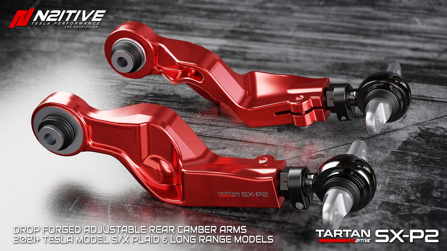 TARTAN SX-P2 2021+ Tesla Model S/X PLAID & Long Range Forged Adjustable Rear Upper Camber Arms (1 PAIR)