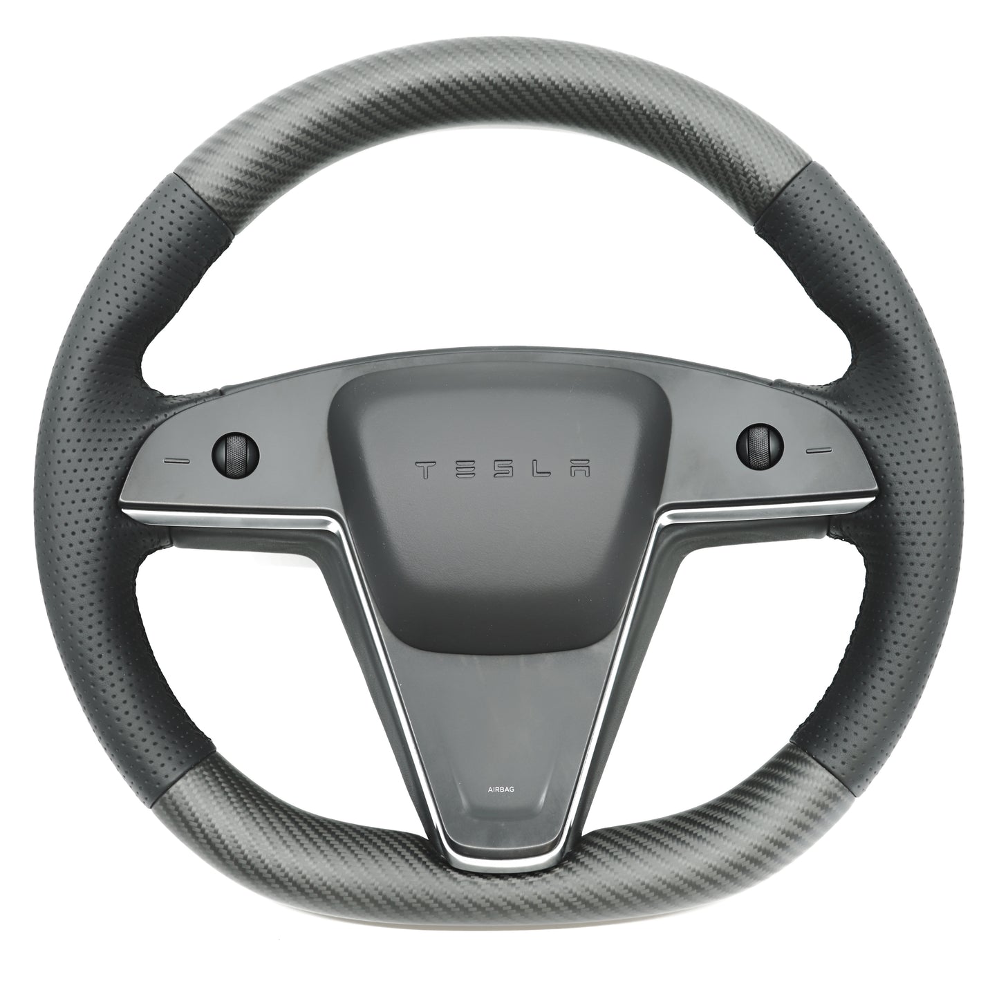 Tesla Model S/X 2021+ OEM Round steering wheel tailor-Made Program / Carbon fiber